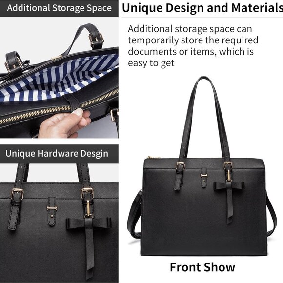 4pc Sets Laptop Bag for Women Large Leather Laptop Briefcase with USB Charging P - Picture 5 of 6